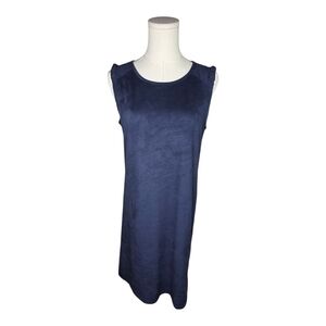 Evolution by Cyrus Navy Sleeveless Faux Suede Shift Dress Size Small